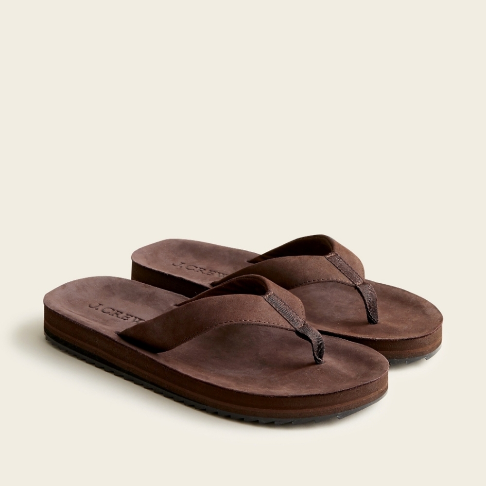 New! J.Crew sz 9 Men’s Leather Brown Flip-Flops Size Sandals NWT